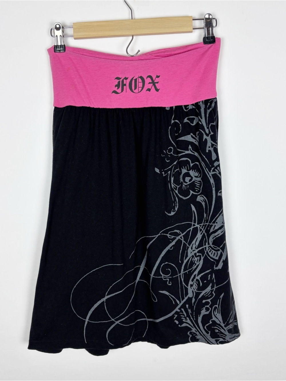 Fox Dress Size Small Strapless Babydoll Mini Pink Black Y2K Streetwear Racing - Picture 2 of 8